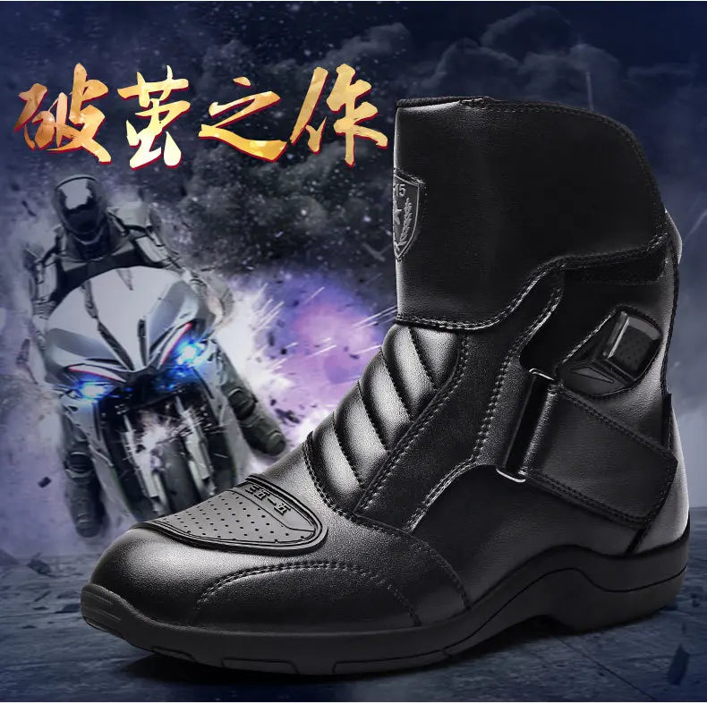 Long Motorcycle Riding Boots Waterproof Cowhide Shoes Motorcycle Leather Shoes Professional Boots Racing Bottes Motocross Boots