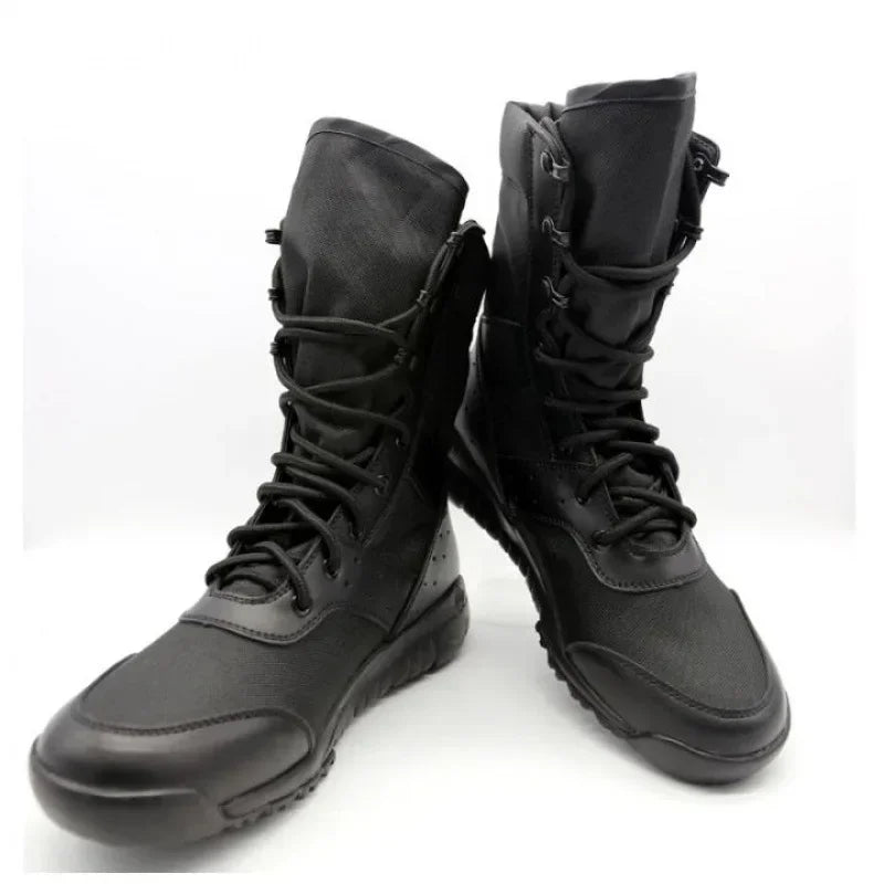 Waterproof Lace Up Tactical Boot Fashion Mesh Motorcycle Men's Work Shoes 47 48 Light Men Combat Ankle Boots