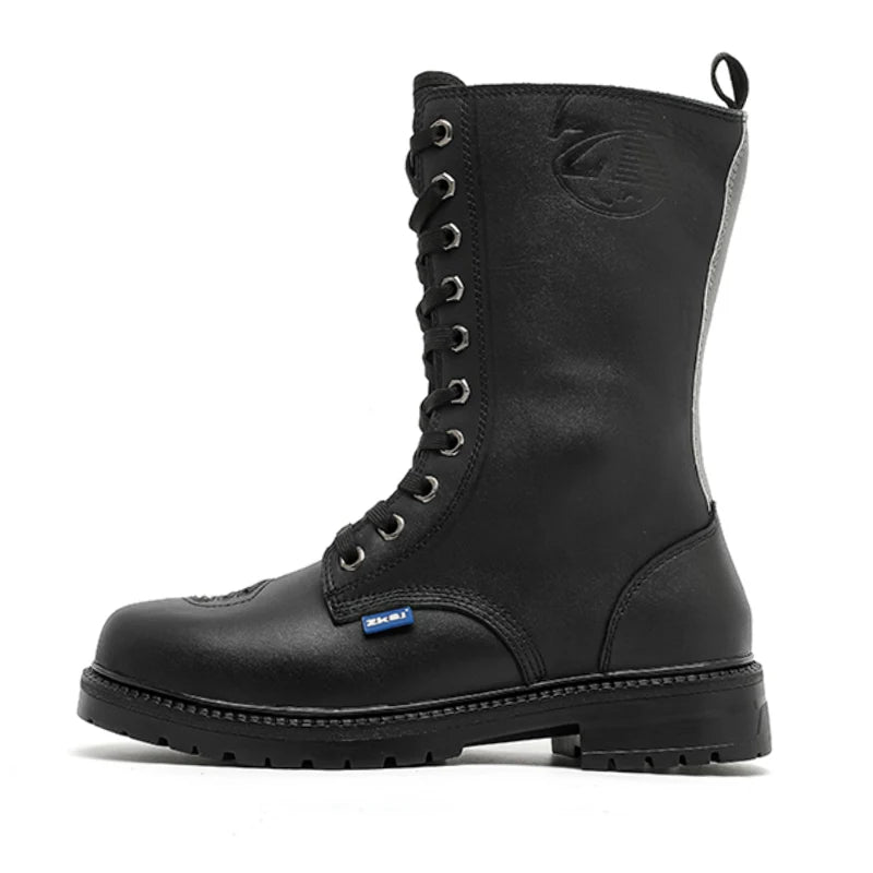 Winter Motorcycle Shoes Men Cruiser Boots Motocross Boots Motorbike Tall Boots Portland Shoes for Worker Adventure Black Leather