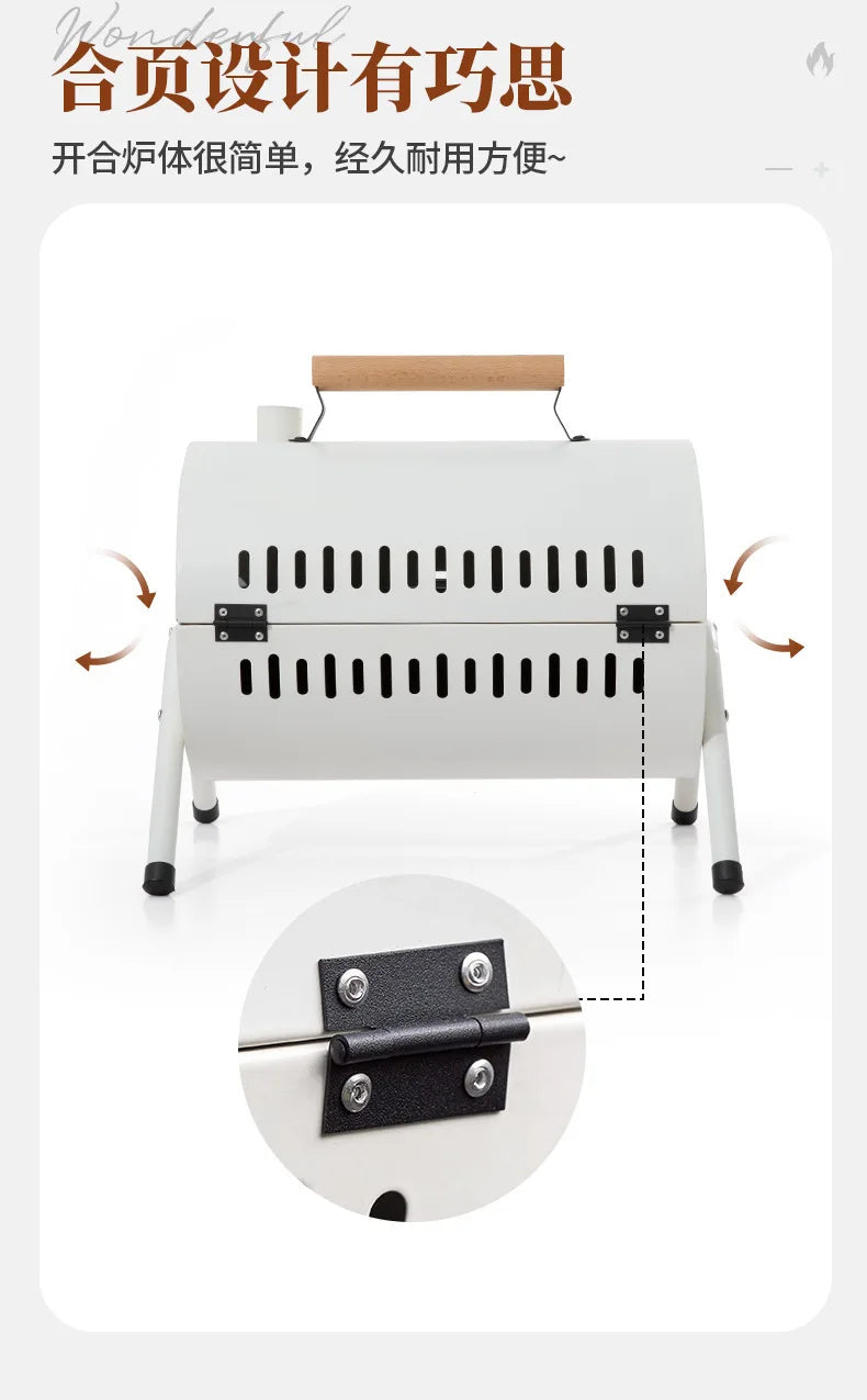 Multifunction  Portable Dual Purpose BBQ Grill Heating Stoves Camping Barbecue Grill Rack Net Firewood Stove Ironwork BBQ Grill