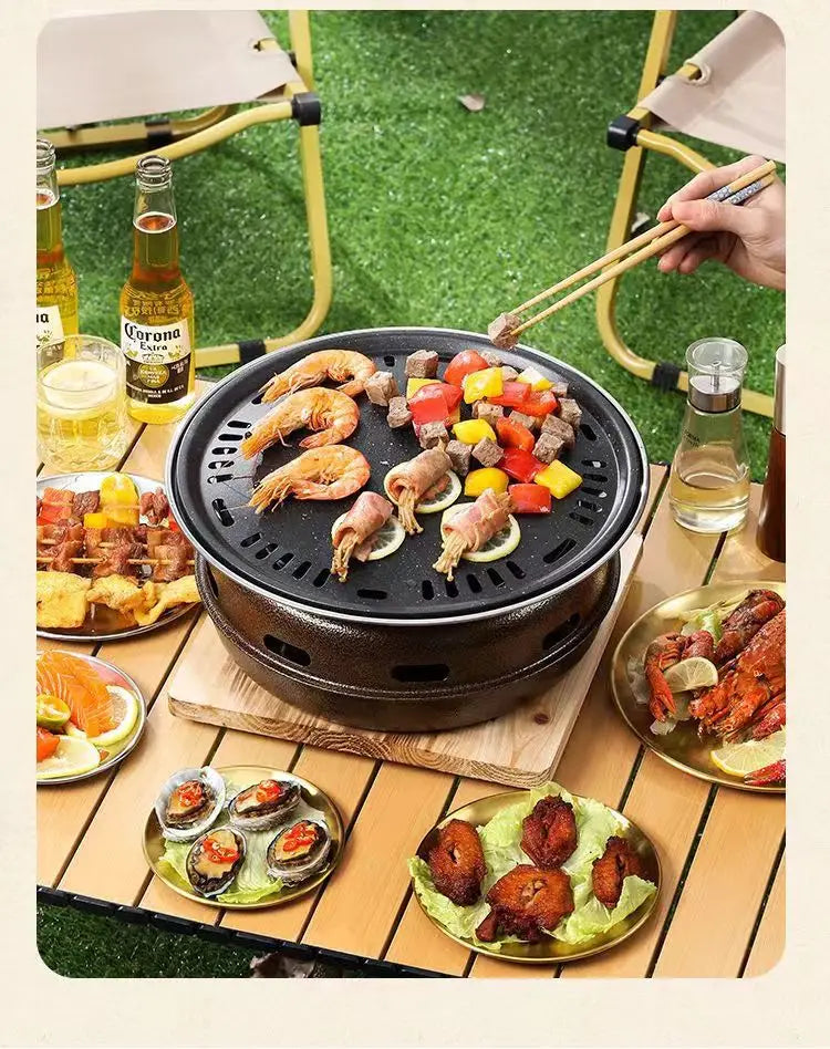 Portable Charcoal Grill Set for Outdoor BBQ Korean Style Smokeless Cooking Tea Stove Family Use