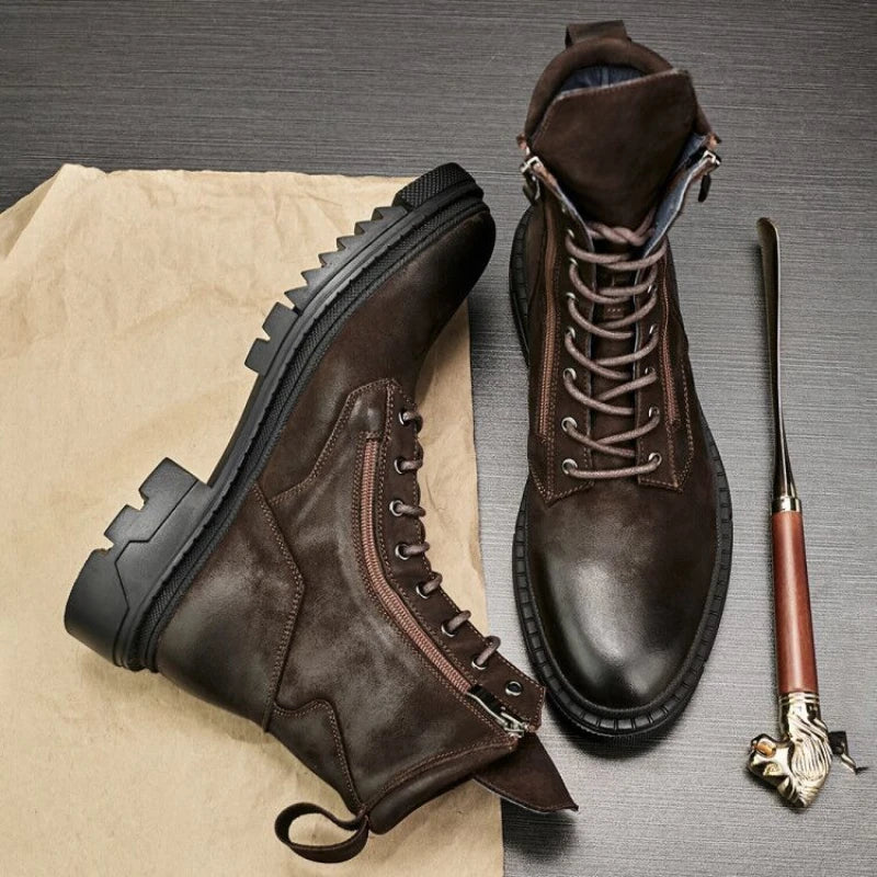 Retro Leather Motorcycle Riding Boots Riding Boots British Cool Man Handmade High-top Winter Work Shoes