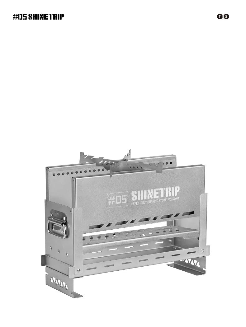 Outdoor Camping Second Burner Stove ShineTrip Thickened Stainless Steel Multifunctional Collapsible Portable IGT Half Unit Grill