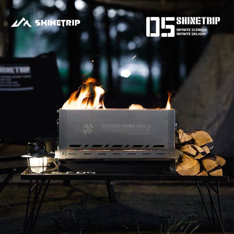 Outdoor Camping Second Burner Stove ShineTrip Thickened Stainless Steel Multifunctional Collapsible Portable IGT Half Unit Grill