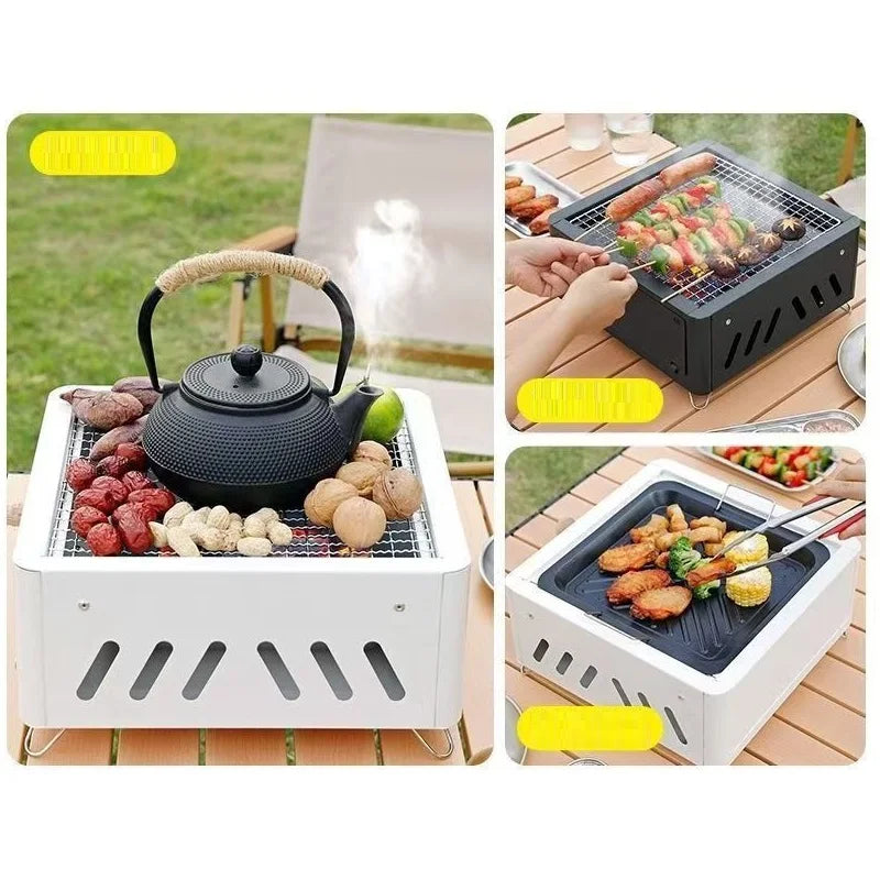Portable Outdoor Barbecue Stove, Camping Equipment, Charcoal Tea Oven Set Bushcraft Tourism Picnic Cookware Bbq Articles for Use