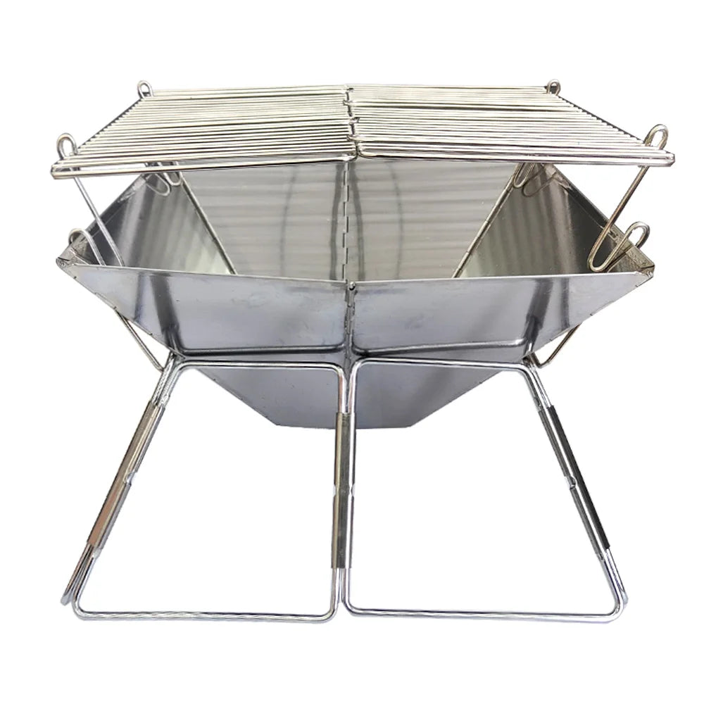 Camping Wood Stove Brazier Camping Fire Wood Heater Portable Folding Hike Barbecue BBQ Charcoal Grill Stand