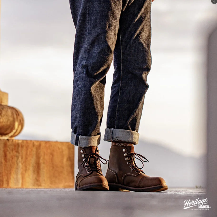 Maden First Layer Cowhide 8111 Ankle Boots Vintage Genuine Leather Paratrooper Motorcycle Boots Men's Fall Winter Casual Shoes