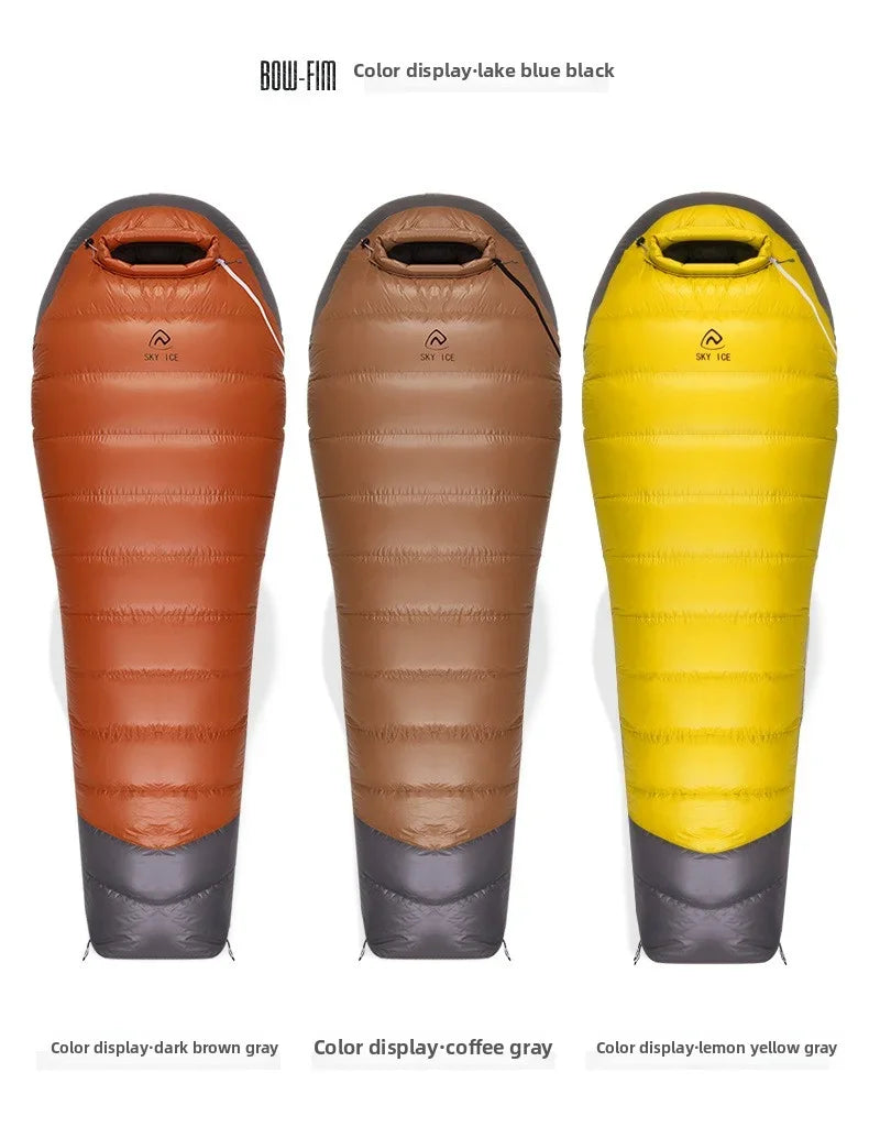 SKY ICEJingchan Mummy Down Sleeping Bag for Adults Outdoor Camping Winter Thickened Goose Down Cold-Proof Warm