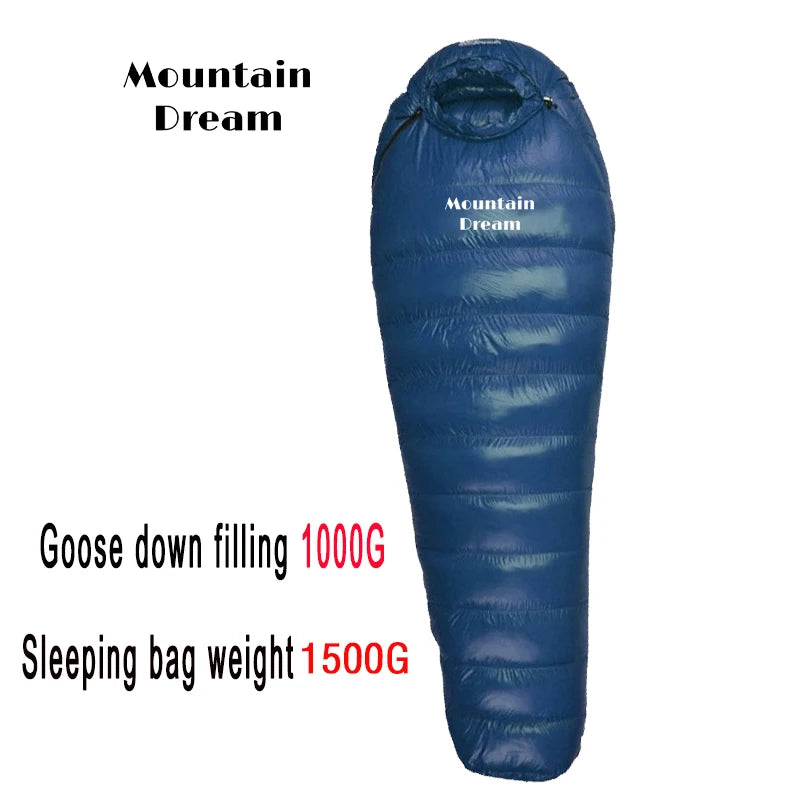 Winter Down Sleeping Bag Adult Mummy White Goose Down Warm Sleeping Bag Three Seasons Suitable For Camping Trips