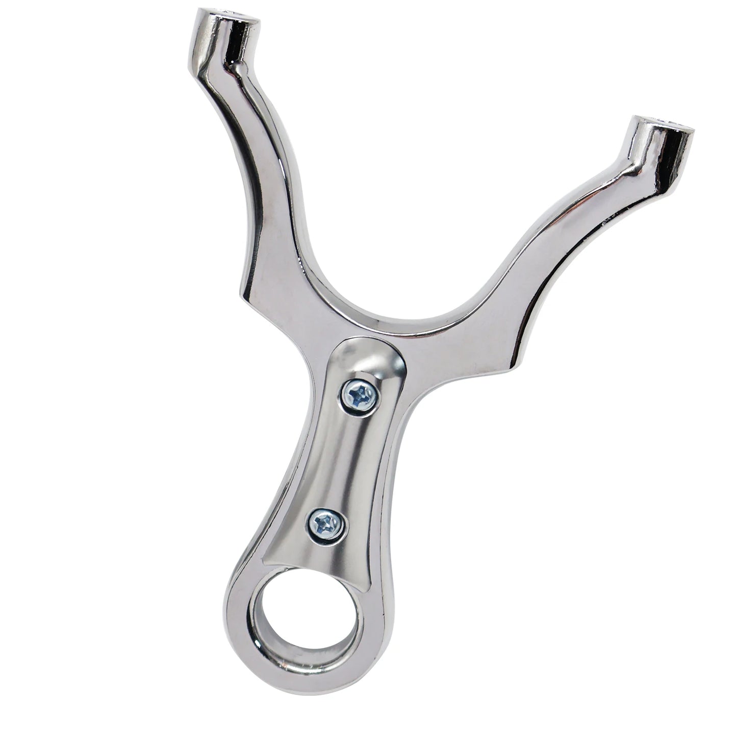 Silver Zinc Alloy Metal Slingshot High-quality Round Tube Rubber Band Elastic Launcher High-power Hunting Shooting Slingshot