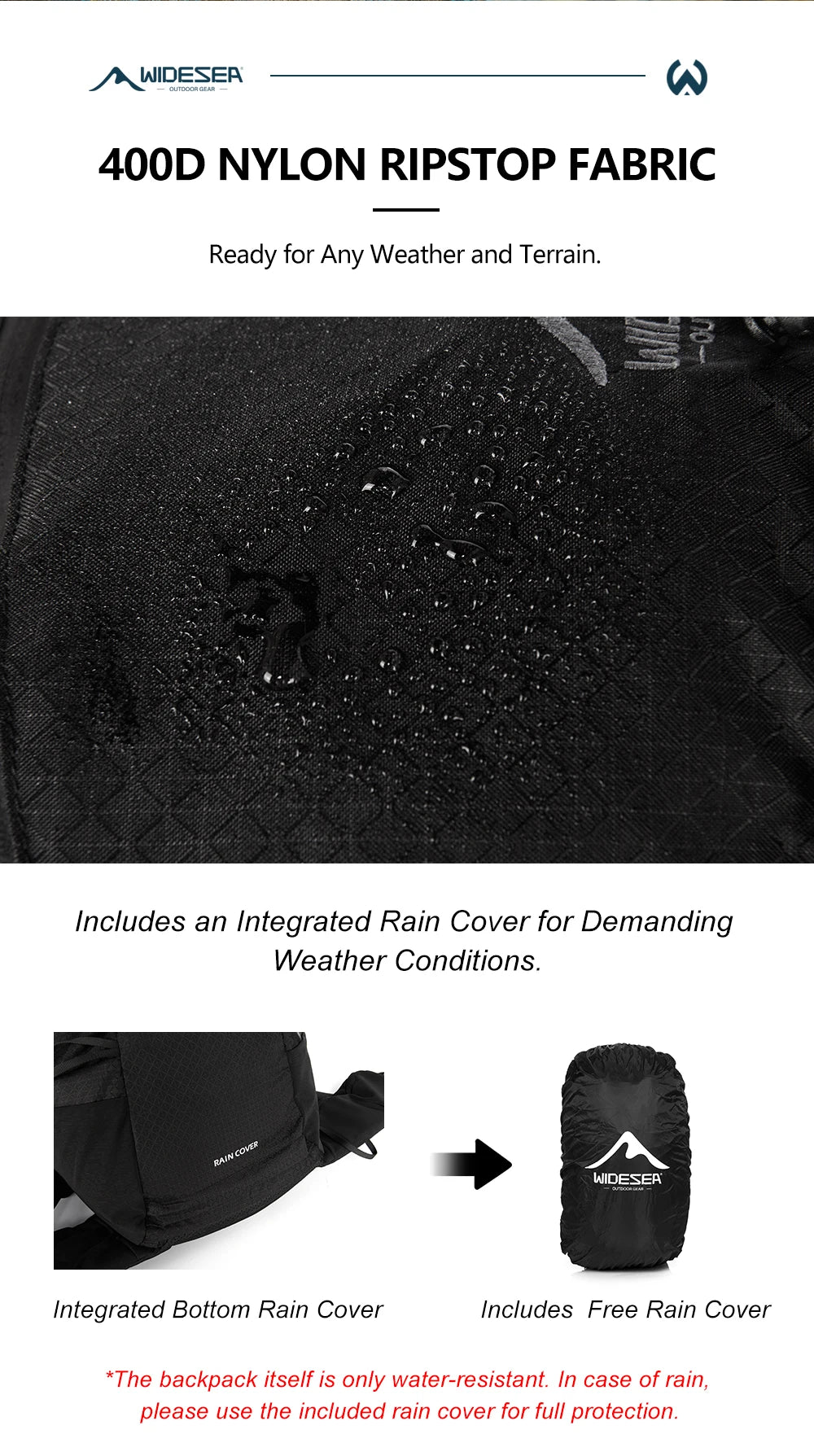 Widesea Camping Climbing Backpacks Sports Waterproof Shoulder Bag Tool Accessories Travel Backpack Camping Equipment Supplies