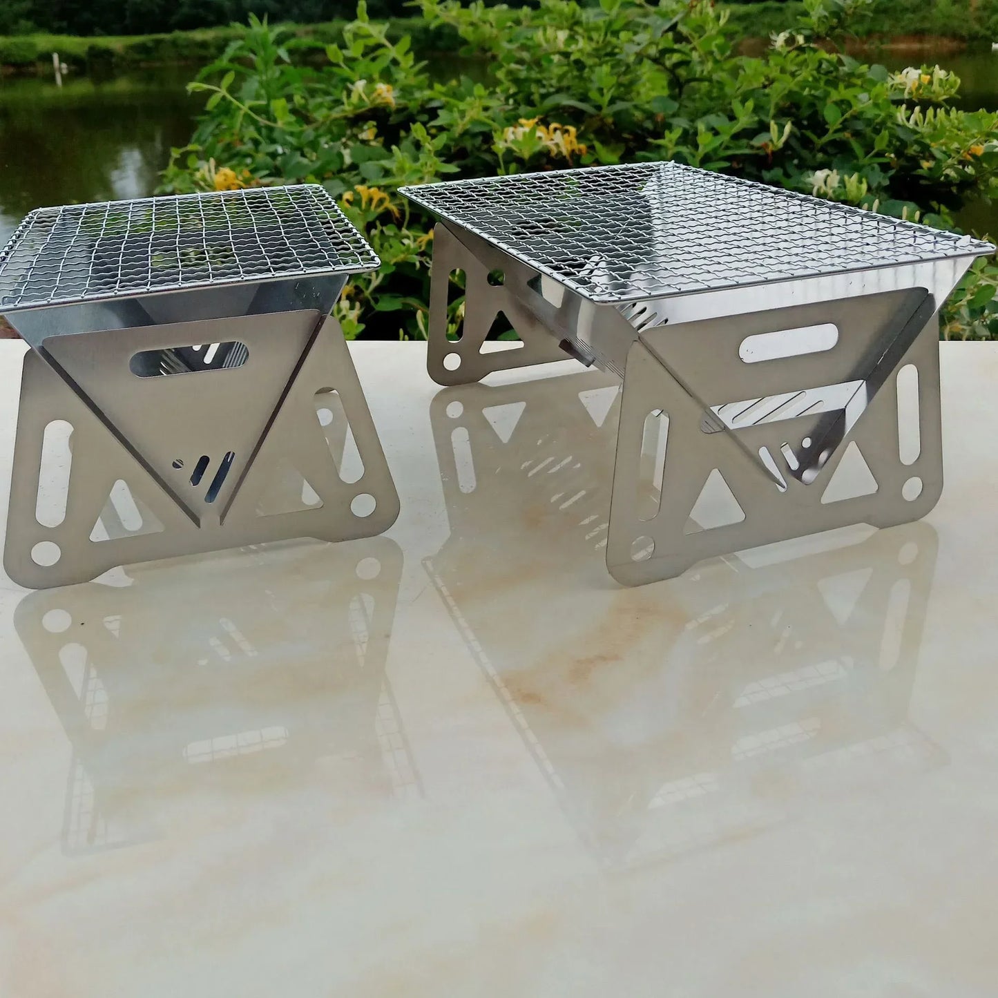 Outdoor Camping Barbecue Grill Heating Stoves with BBQ Grill Plate Portable Folding Stainless Steel Barbeque Cooking Stove