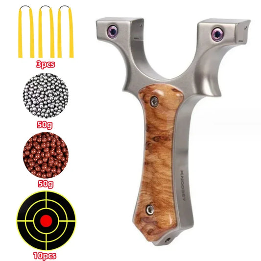 Stainless Steel Slingshot with Flat Rubber Band Hunting Catapult Accessories Outdoor Sports High Quality