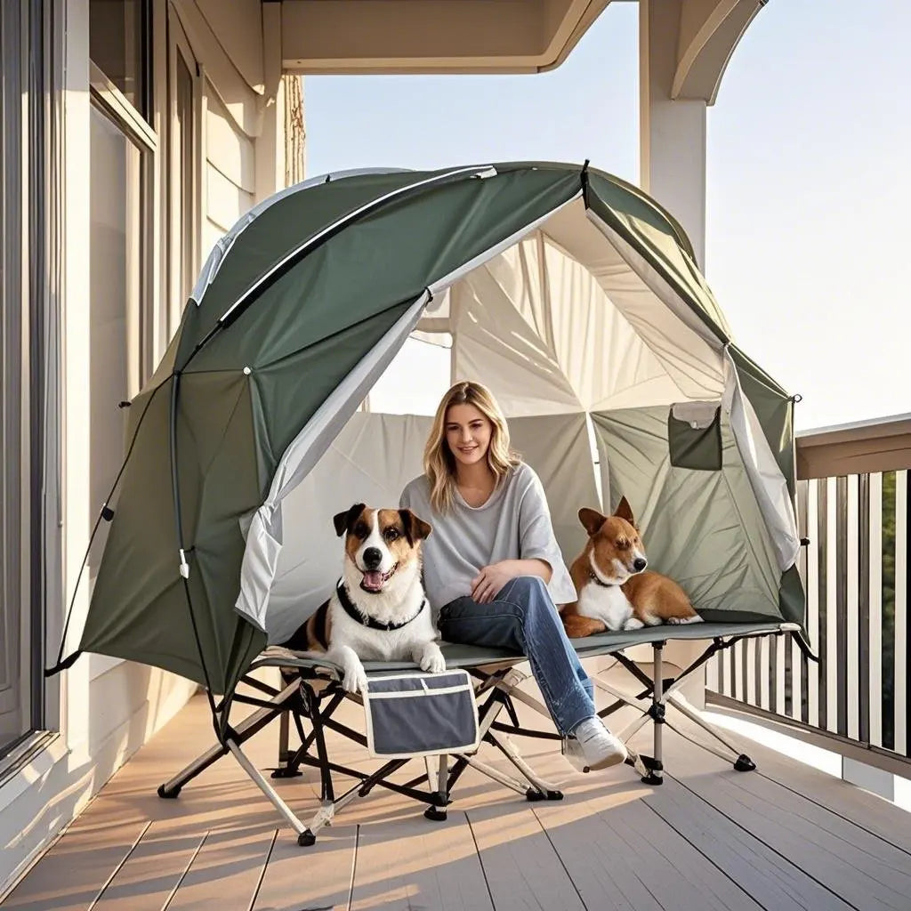 All-Season Camping Cot Tent 1-Person - Sturdy Cross-Braced Structure, for Fishing or Outdoor Activities,, Compact & Portable