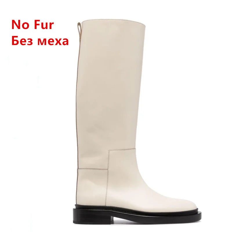 FEDONAS 2024 INS Women Knee High Boots Genuine Leather High Heeled Autumn Winter Warm Shoes Woman Snow Motorcycle Boots Shoes