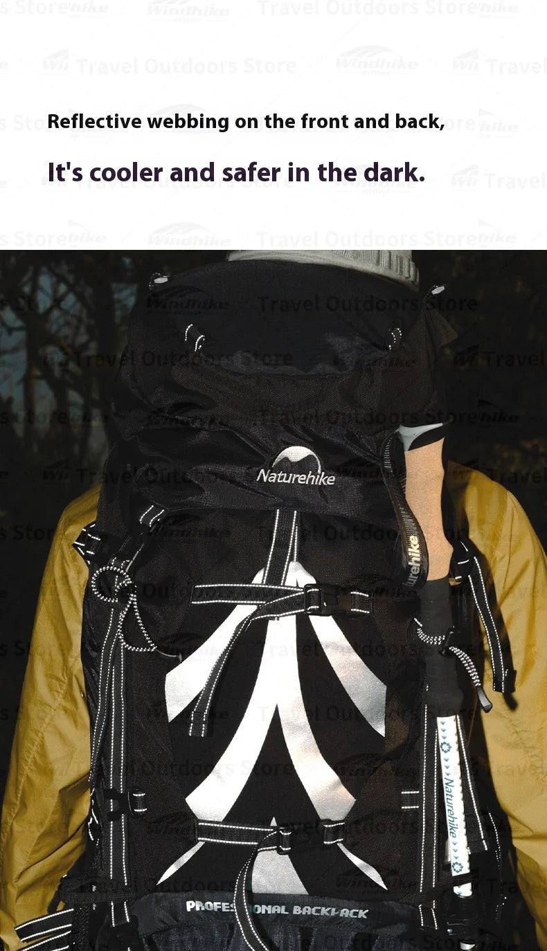 Naturehike 70+5L Backpack Professional Outdoor Climbing Hiking Travel Big Capacity Mountaineering Camping Support System Bag