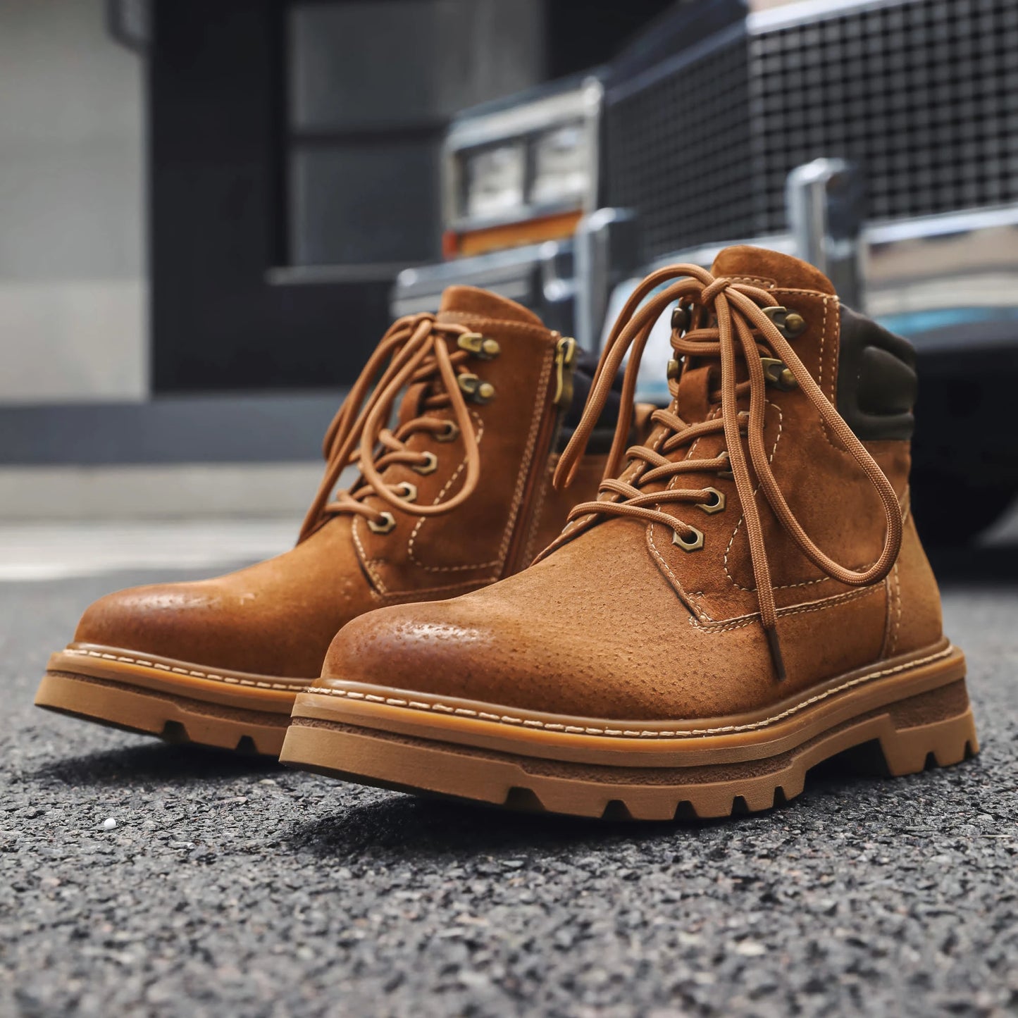 Business Casual British Ankle Boots Male Comfortable Walking Shoes New Leathe Mens Motorcycle Boots Autumn Winter High Top Shoes