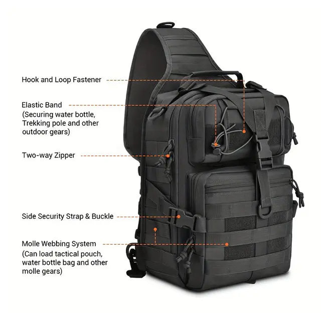 Tactical Sling Backpack Versatile Chest Bag Waterproof EDC Rucksack Bag for Outdoor Hiking Camping