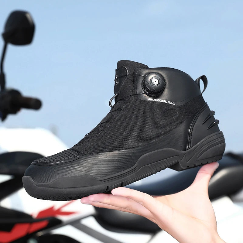Men Motorcycle Boots New Waterproof Breathable Men's Motorcycle Shoes Outdoors Motos Cycling Motocross Non-slip Ankle Boot