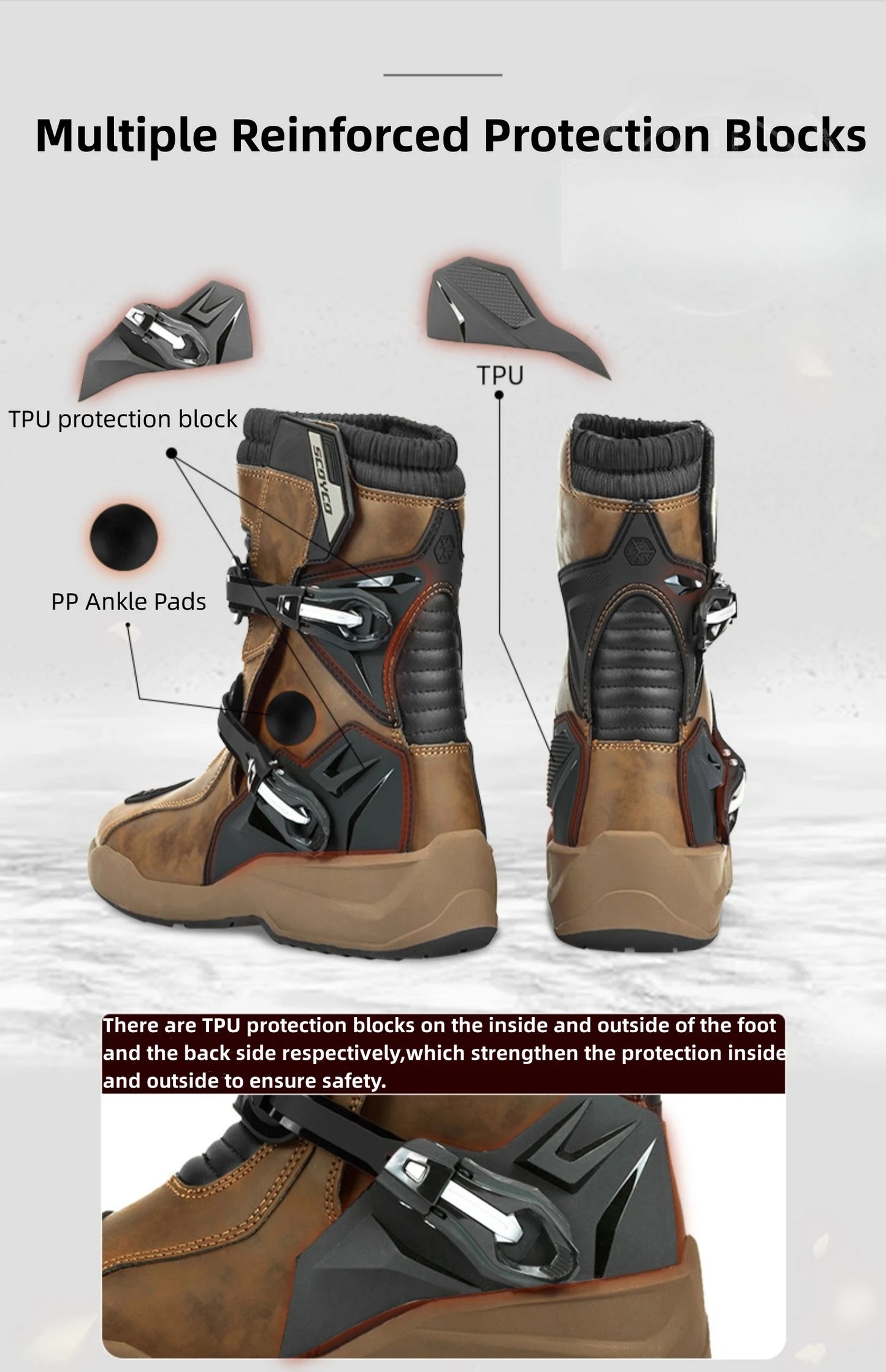 Scoyco Enduro Motorcycle Boots Waterproof Motorcyclist Botas Brown Leather Motocross Boots Off Road Racing Black For Men Knight