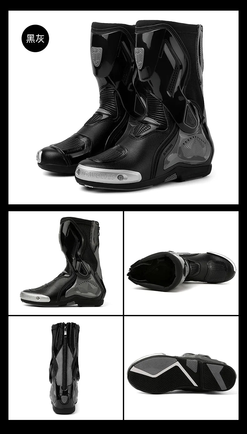 Professional Motorcycle Boots Anti-slip Mid-calf Long Ankle Off-road Racing Wear-resistant Motorcycle Rider Protective Shoes