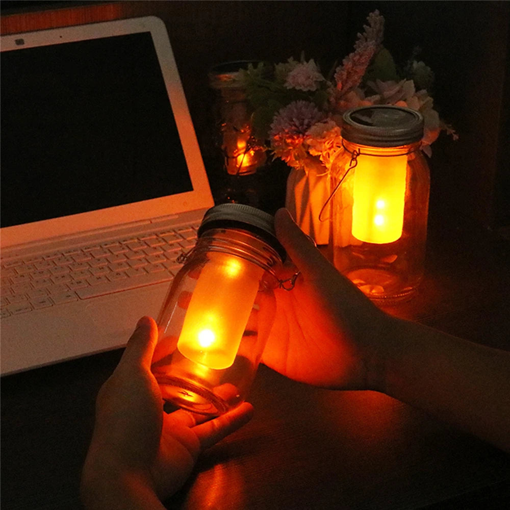 LED Solar Mason Jar Lights 2/4/8/12PCS Bottle Cap Flame Lamp Waterproof Fairy Light for Garden, Patio, Outdoor, Yard, Lawn Decor