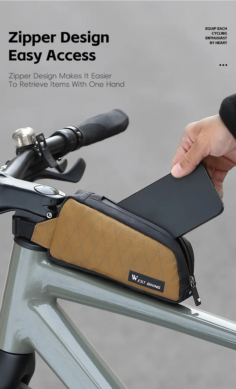 WEST BIKING Bicycle Top Tube Bag 1L Portable Cycling Front Frame Triangle Bag Lightweight Bike Bag MTB Road Bike Accessories