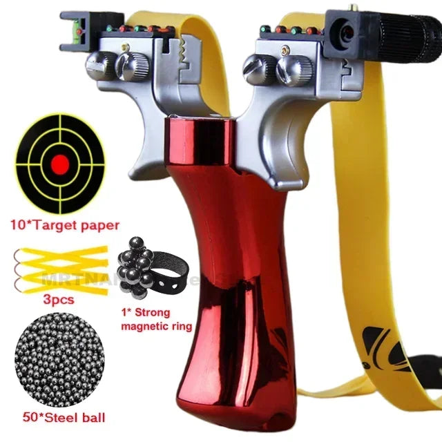 Powerful Laser Slingsshot Upgrade Outdoor Shooting Catapult Double Screw Quick Pressure Rubber Band Hunting Slingshot