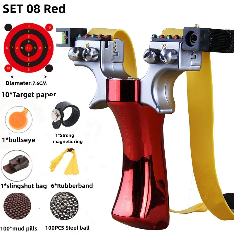 Powerful New Laser Slingshot Upgrade Outdoor Shooting Catapult Double Screw Quick Pressure Rubber Band Toy Hunting Tools Outdoor