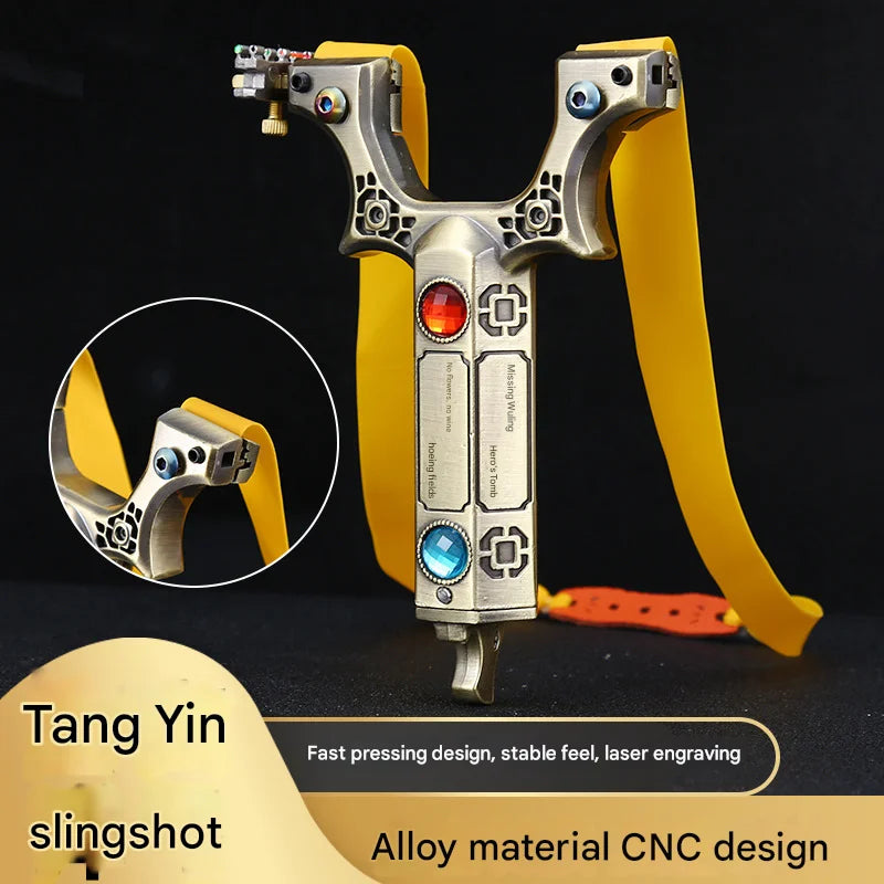 Powerful Alloy Slingshot Outdoor Hunting and Shooting Catapult High Precision Practical Quick Pressure Rubber Band Sligshot