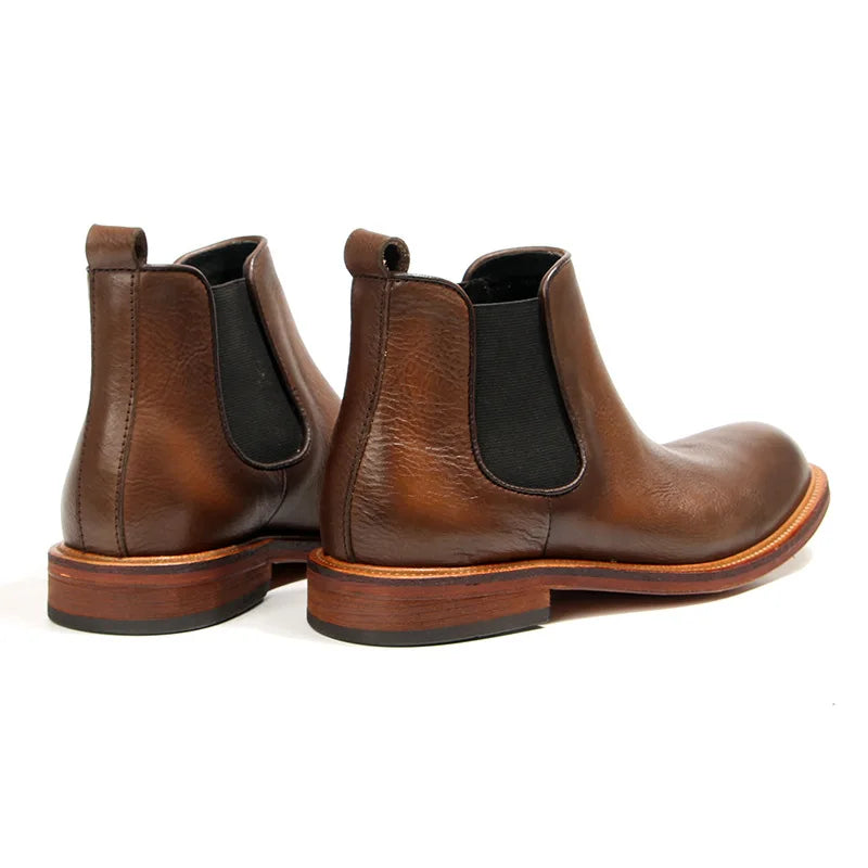 Vintage Man Western Boots Genuine Leather High Calf Shoe For Men Comfortable Slip On Designer Shoes Ankle Boots Male Shoe A223