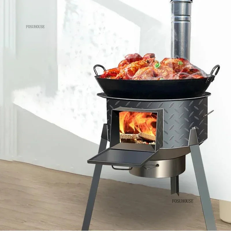 Chimeneas Camping Fire Pit Outdoor Grill Stand Camping Stove Heating Wood Fire Stove Household Rural Portable Brazier Stove