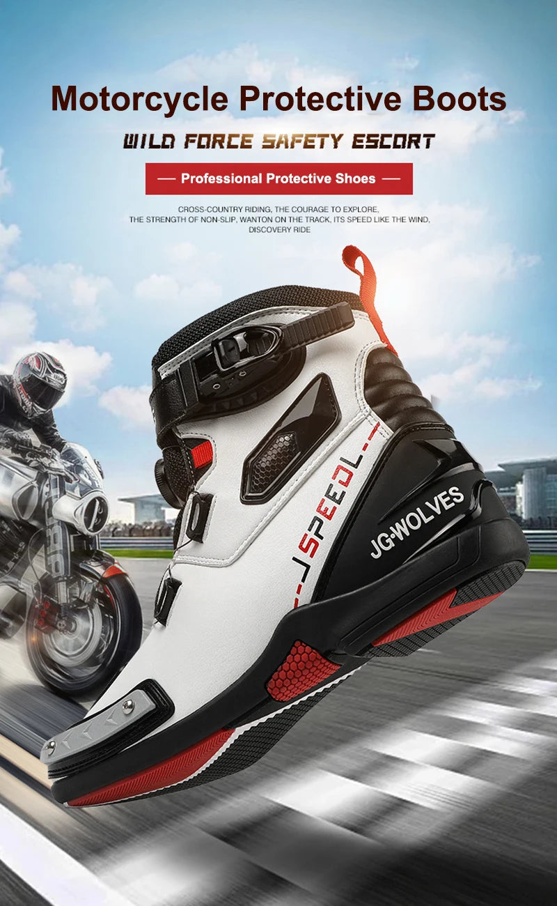 2024 New Motorcycle Boots Man Leather Motos Riders Protective Boots Waterproof Non-slip Motocross Mountain Racing Shoes