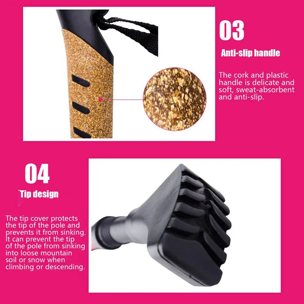 Hiking Sticks Walking Poles Ergonomic Comfort Handle Multifunction Tool Walking Sticks For Running Climbing Mountaineering Ski