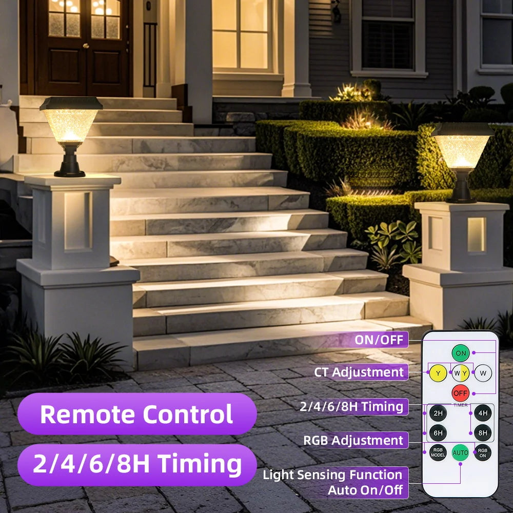 Outdoor Led Solar Garden Lights Dimming Timed Column Light Post Lamp Pillar Light Modern LED for Home Villa Garden Patio Decor