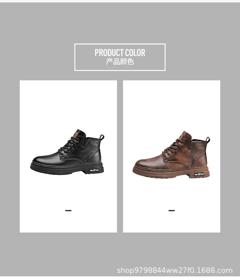 Luxury Men Ankle Boots Retro British High-top Men Boots Fashion High Quality Leather Shoes 2024 New Outdoor Men Motorcycle Boots