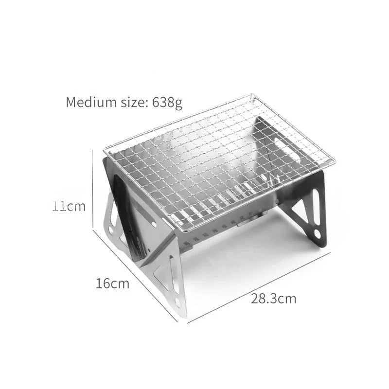 Outdoor Camping Charcoal Barbecue Grill For Party Beach Picnic Bbq Stove , Portable Stainless Steel Bbq Charcoal Grill