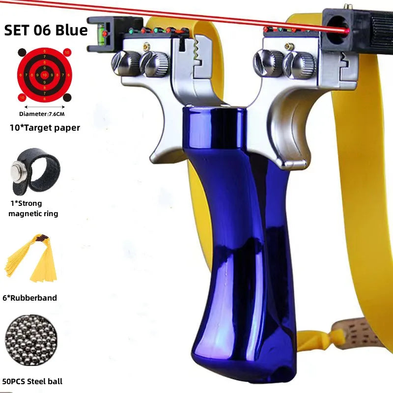 Powerful New Laser Slingshot Upgrade Outdoor Shooting Catapult Double Screw Quick Pressure Rubber Band Toy Hunting Tools Outdoor