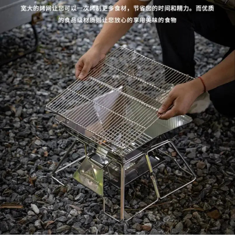 Portable Family BBQ Grill 2-3 Person Double Use Picnic Barbecue Charcoal Stove Campingmoon MT-2