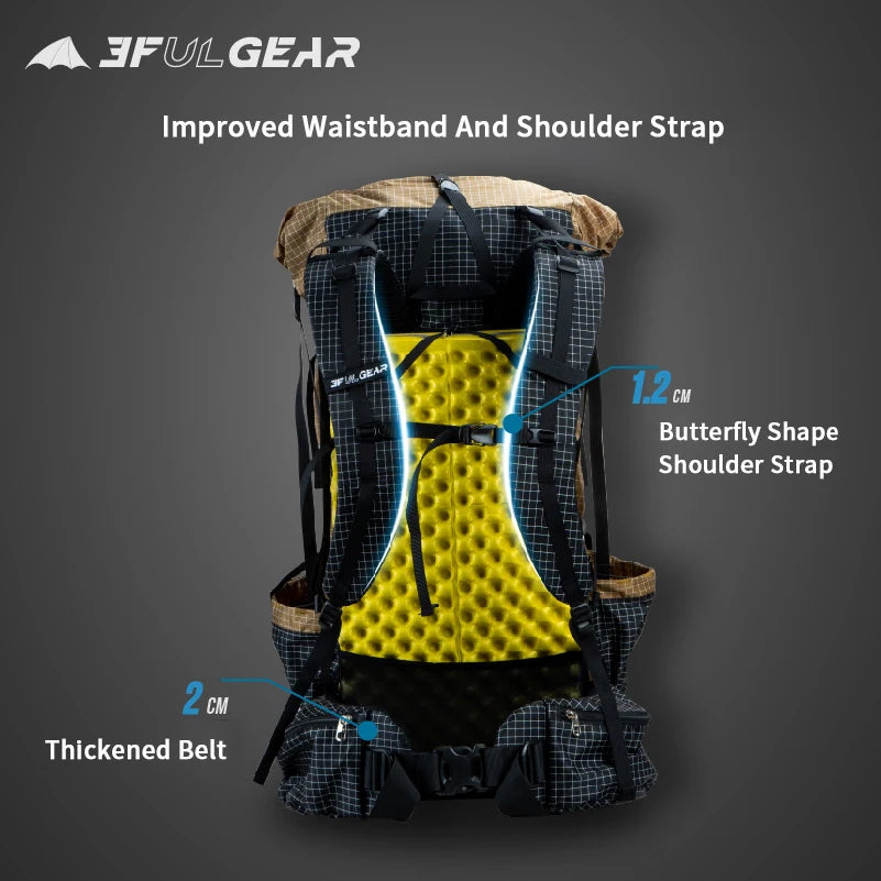 3F UL GEAR 46+10L QIDIAN PRO Backpack Ultralight Outdoor  Camping Sport Bag Resistant Hiking Trekking Waterproof Travel Rucksack