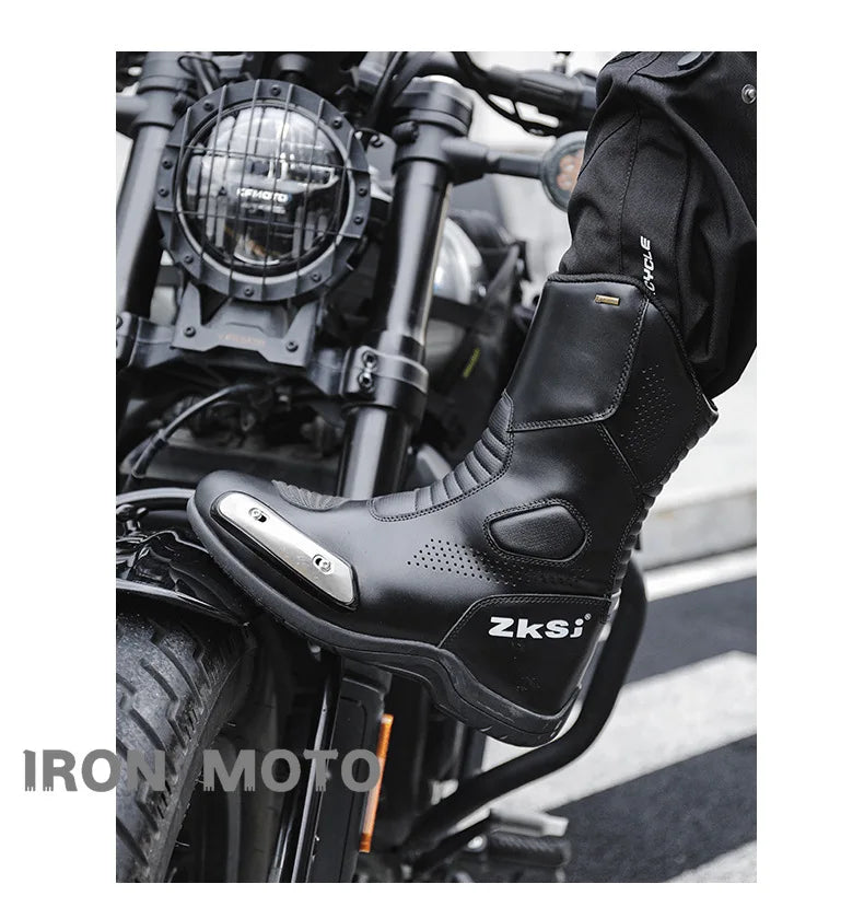 Motorcycle Shoes Full Leather Motocross Boots with Shifter Guard Cafe Boots Enduro Boots for Touring&hiking Moto Protection Gear