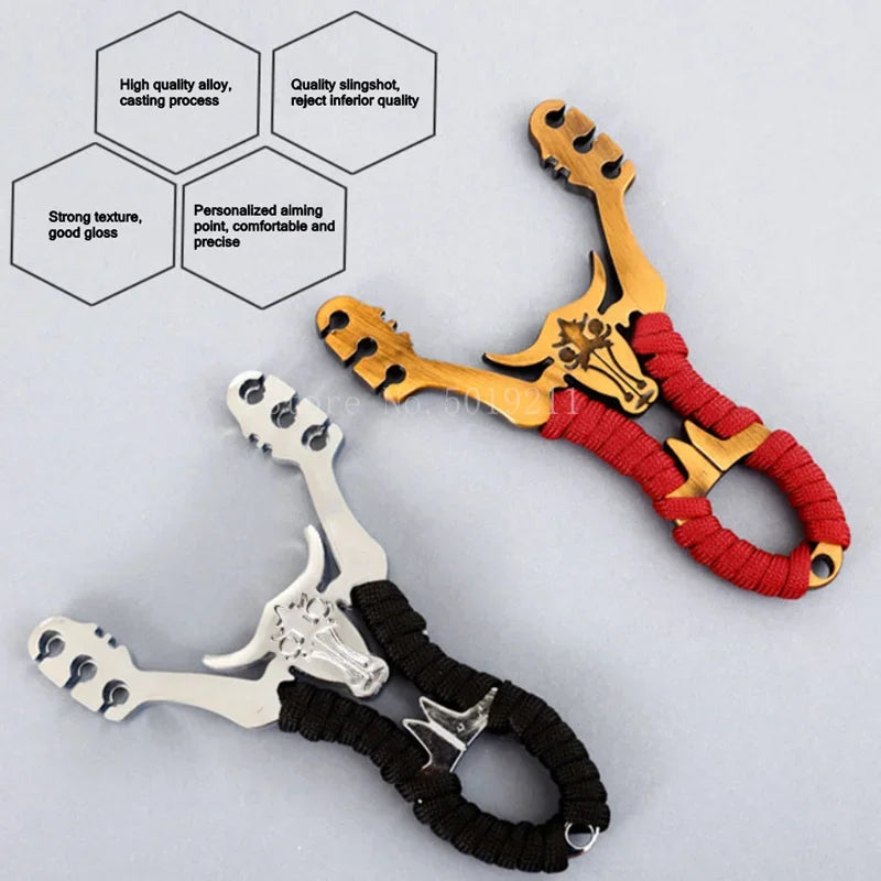 Powerful Alloy Slingshot Set Steel Balls Catapult Slingshot Bow Bag with 2 Rubber Bands Outdoor Hunting
