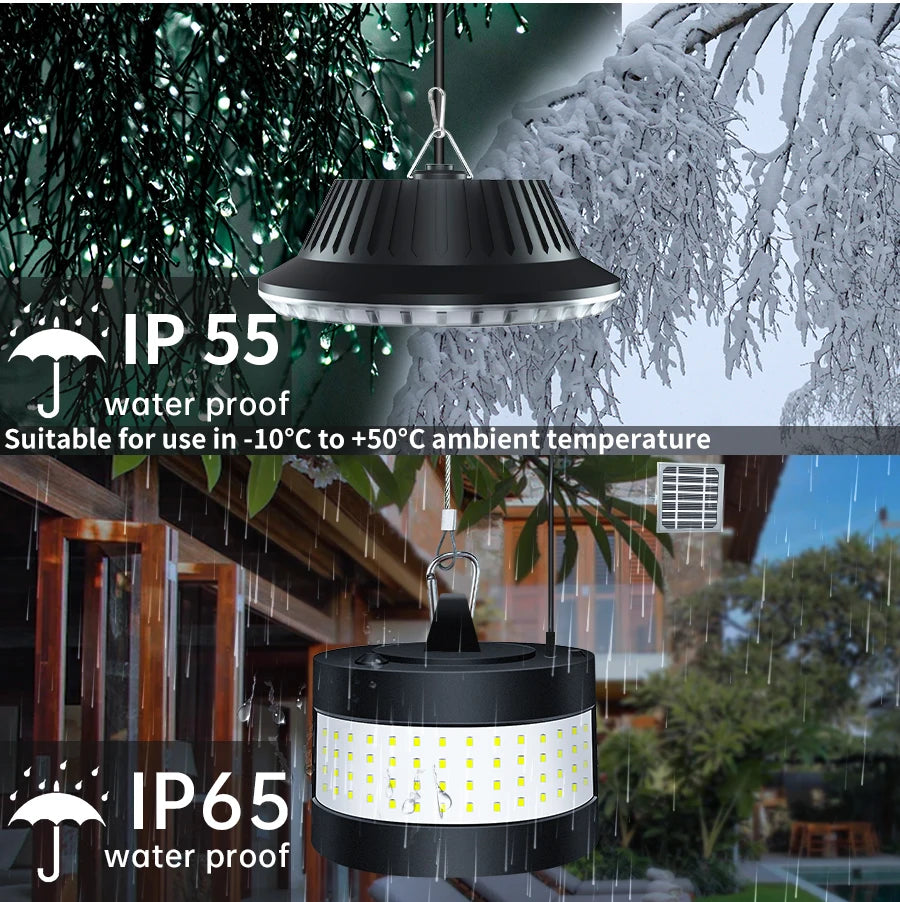 Solar Pendant Light with Motion Detector Outdoor 5M Cord Detached Indoor Waterproof Solar Shed Light for Garage Spotlights