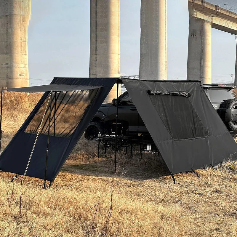 Car Side Tent Blackout With Mesh Windows Mounted Awning Waterproof Shelter UV Protection Camping Canopy Portable For Outdoor
