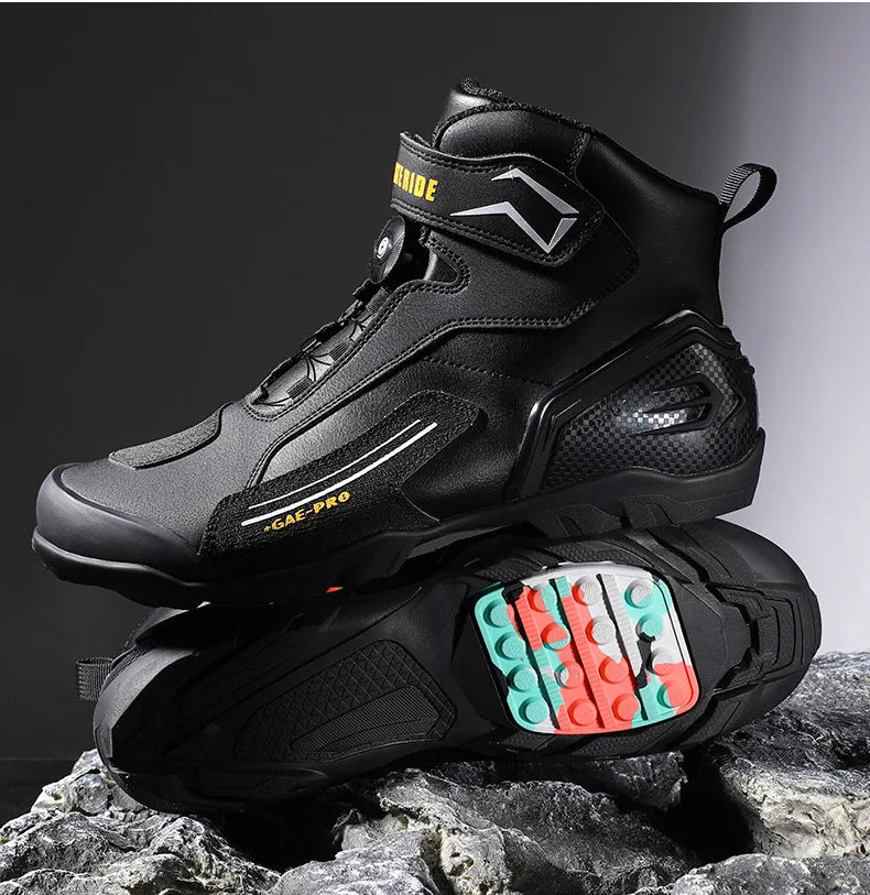 Riding Boots for Men Motorcycle New Leather Collision Avoidance Motos Shoes Anti Slip Wear-Resistant Motocross Protective Shoes