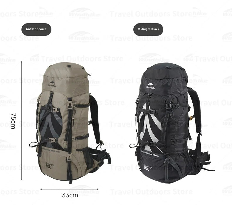 Naturehike 70+5L Backpack Professional Outdoor Climbing Hiking Travel Big Capacity Mountaineering Camping Support System Bag