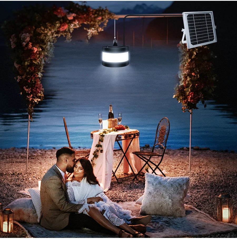 Solar Pendant Light with Motion Detector Outdoor 5M Cord Detached Indoor Waterproof Solar Shed Light for Garage Spotlights