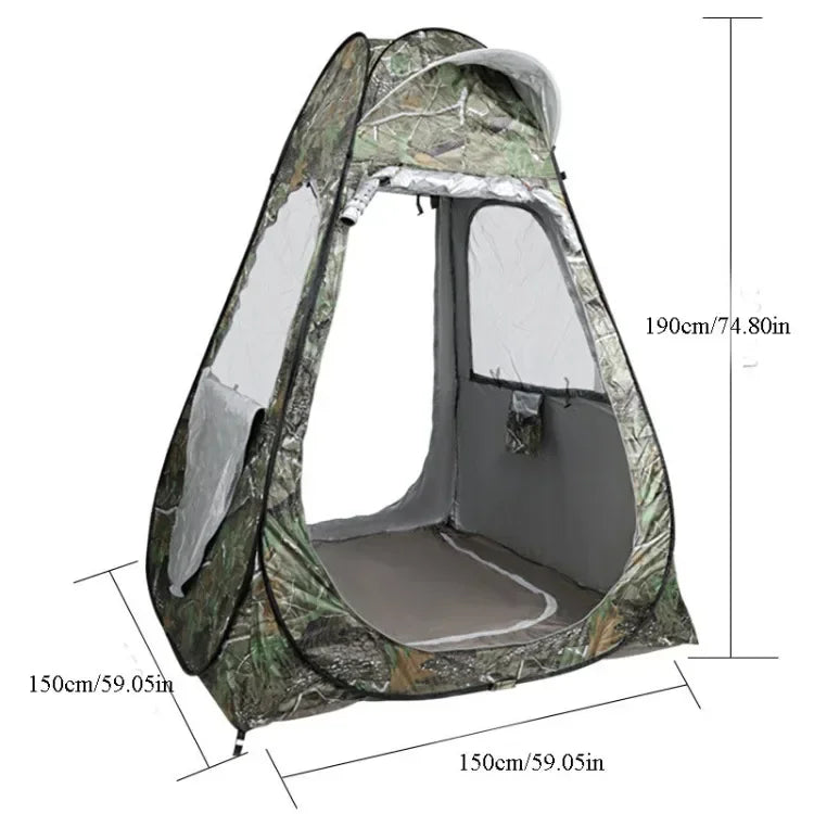1-2Person Camouflage Ice Fishing Tent Anti-Mosquito  Rain-Proof Sunscreen Double Doors  2 Windows Pop-Up Quick Open150x150x190cm
