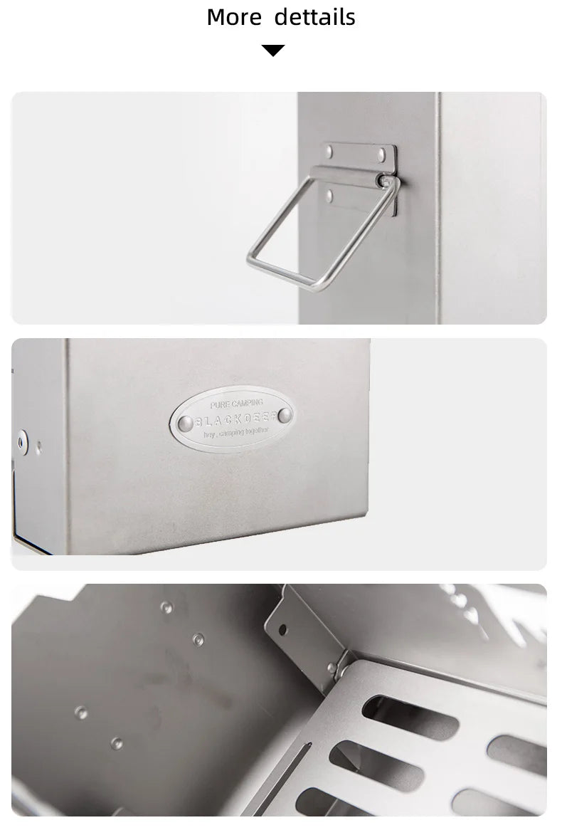 BLACKDEER Outdoor titanium Windproof Wood Stove Furnace Portable Picnic Stove Cooking Camping Burner Barbecue grill BBQ 1kg