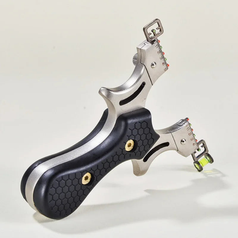 Stainless Steel Slingshot Quick Press Flat Rubber Band Slingshot Outdoor Hunting and Shooting Steel Ball Target Paper Set